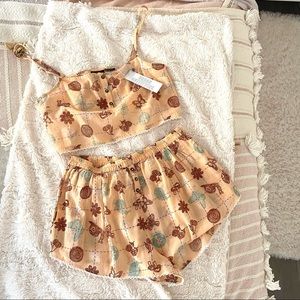 NWT Urban Outfitters two piece loungewear sleep set pyjamas S